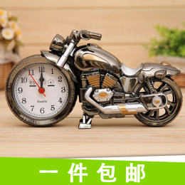 创意可爱仿真迷你摩托车单车模型闹钟工艺品创意时尚闹表钟表