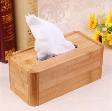 创意简约纸巾盒竹子家用时尚家居收纳客厅抽纸盒高级竹制卷纸盒